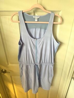 Athleta Blue Zip Front Athletic Dress Cinched Waist Size 14 Pockets